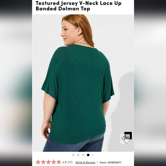 Textured Jersey V-Neck Lace Up Banded Dolman Top - Picture 2 of 7